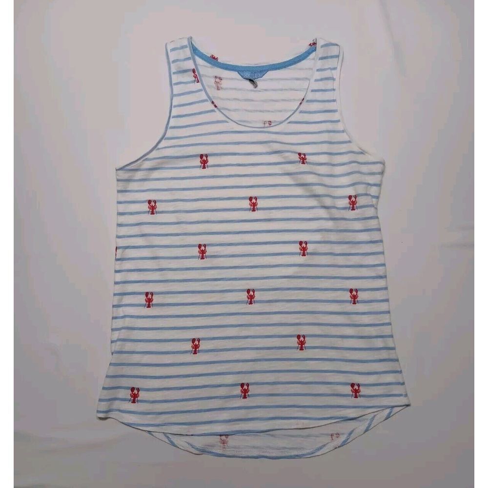Joules Women's Tank Top Lobster Stripe Size US 6/ UK10 Sleeveless White Blue Red